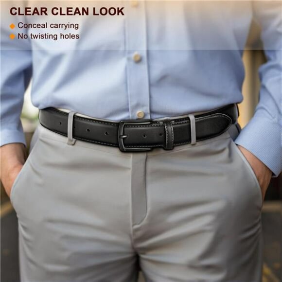 Men Leather Belt 2 Pack Adjustable Dress Belt Casual Jeans Belt 1 3 8 Inch - Picture 4 of 8